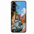 Cartoon Scooter Adventure Premium Glass Phone Case for Samsung Galaxy S25 FE 5G