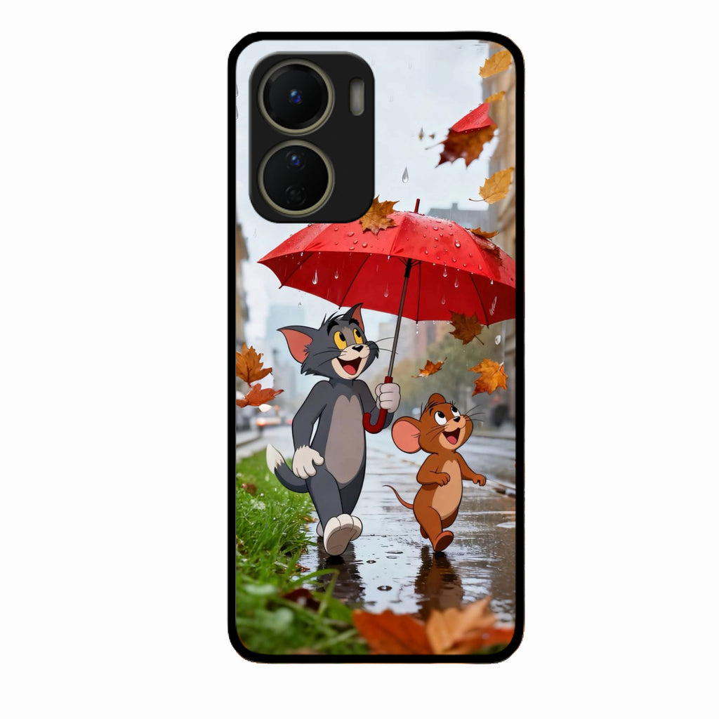 Rainy Day Cartoon Glass Phone Case for Vivo T2X 5G