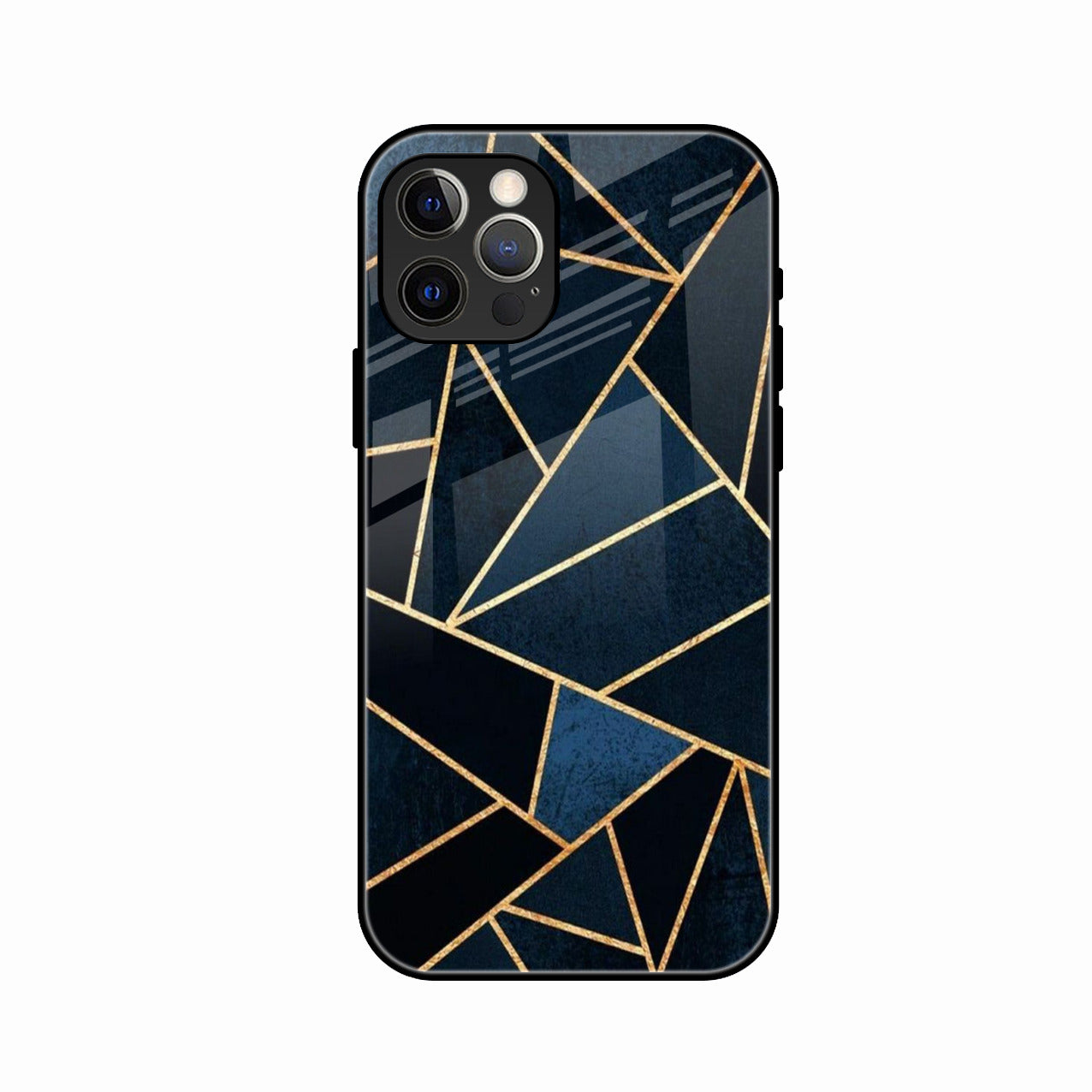 Midnight Gold Geometric Premium Glass Phone Case for iPhone 12 Pro
