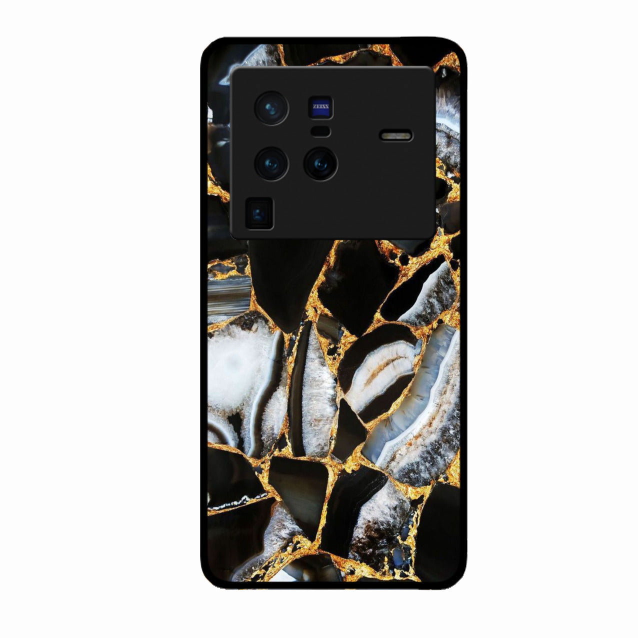 Black Gold Marble Glass Phone Case for Vivo X80 Pro 5G