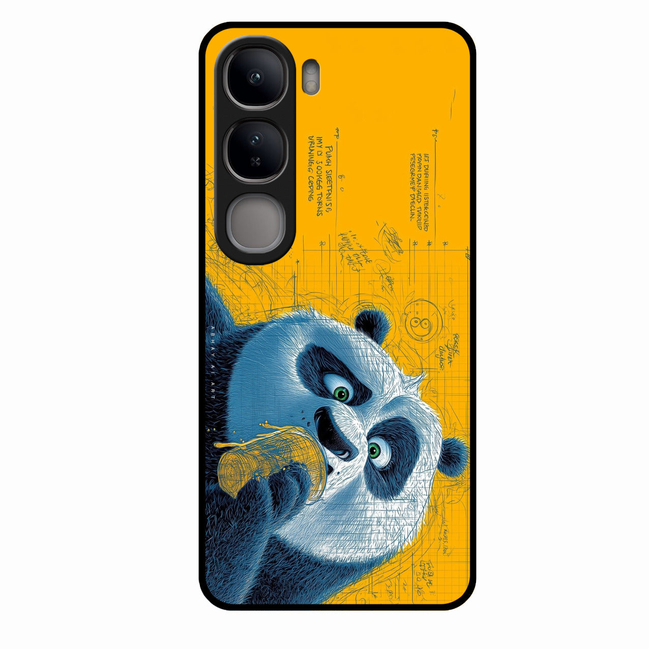 Cute Panda Sketch Premium Glass Phone Case for Vivo Y300 5G