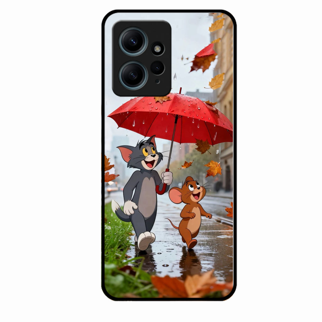 Rainy Day Cartoon Glass Phone Case for Redmi Note 12 4G
