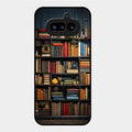 Colorful Bookshelf Art Glass Case Cover for Nothing Phone 4A 5G