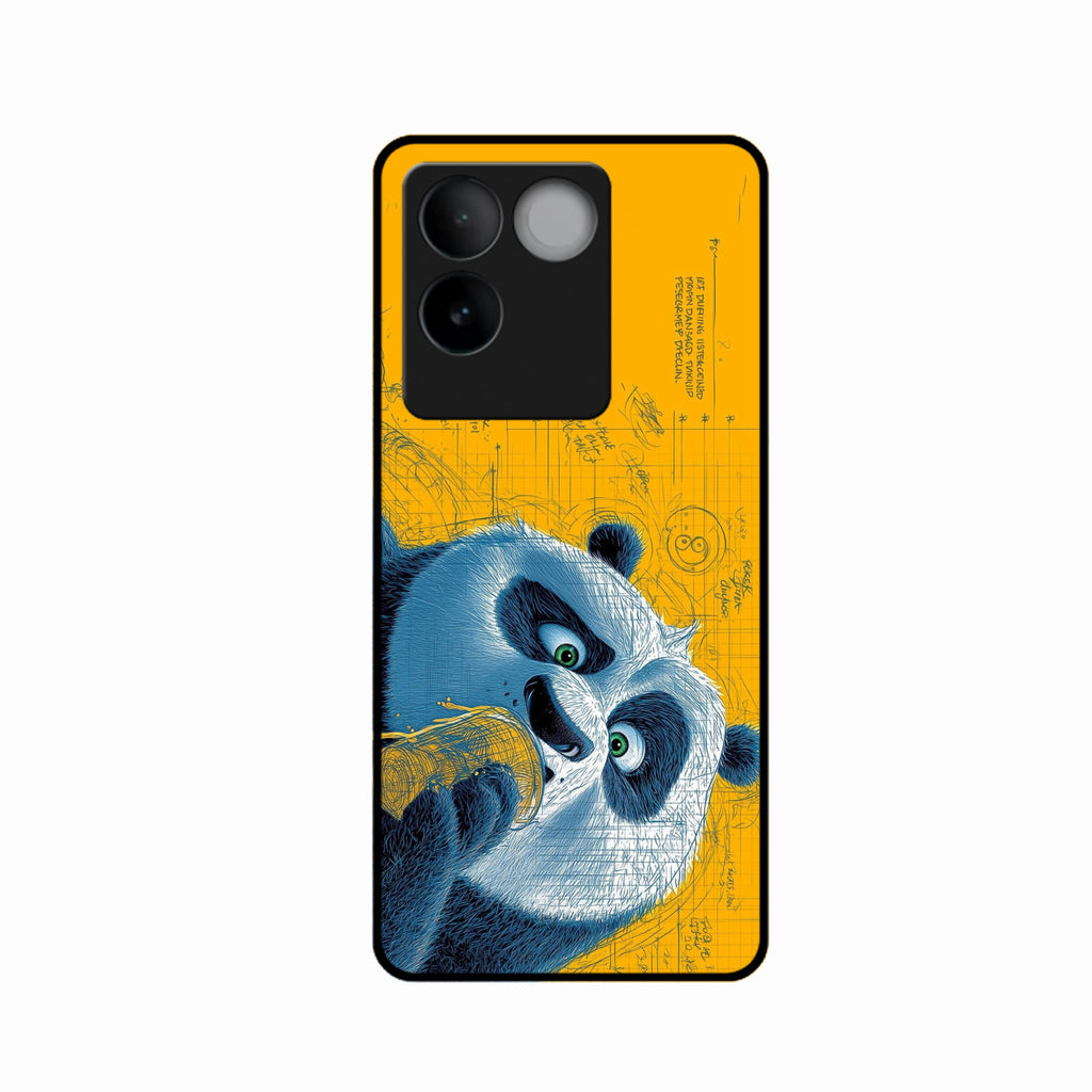 Cute Panda Sketch Premium Glass Phone Case for iQOO Z7 Pro 5G