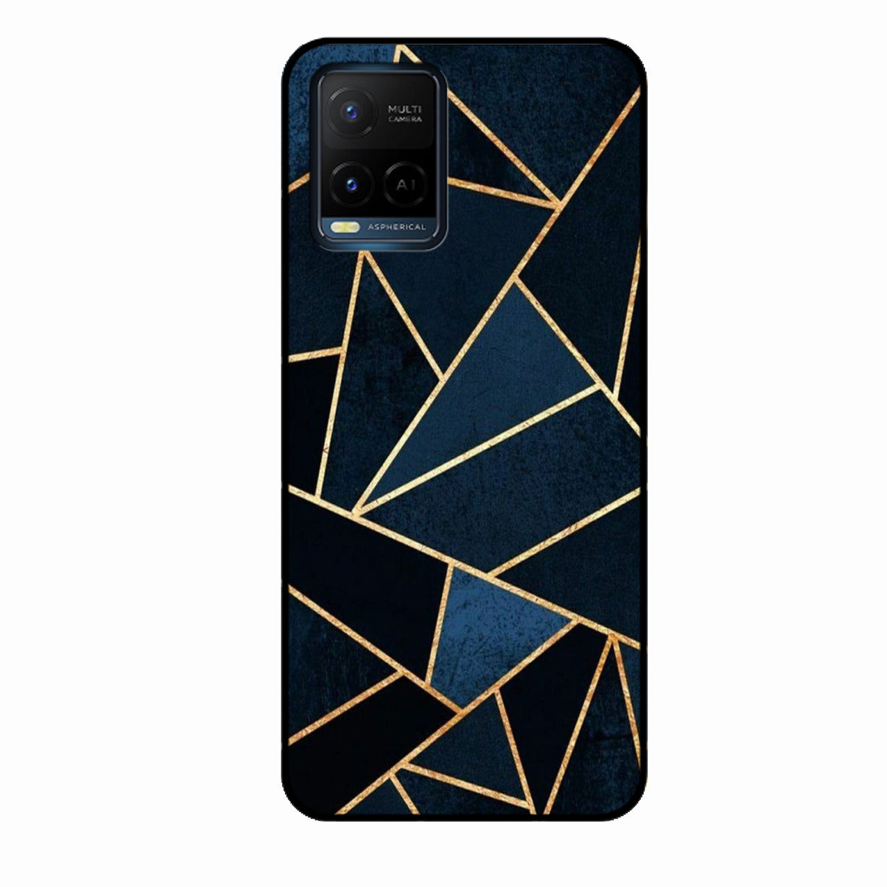 Midnight Gold Geometric Premium Glass Phone Case for Vivo T1X