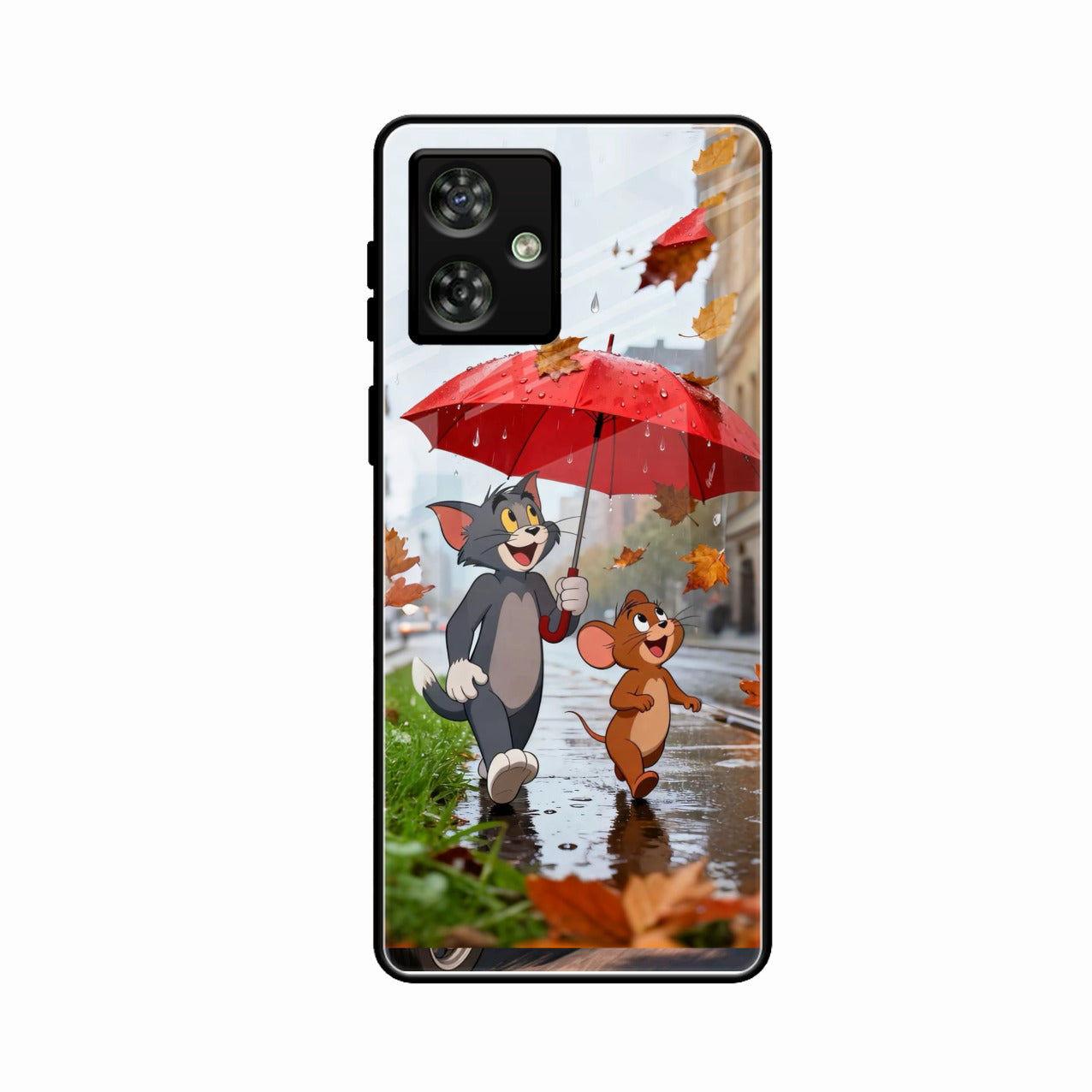 Rainy Day Cartoon Glass Phone Case for Motorola G64 5G