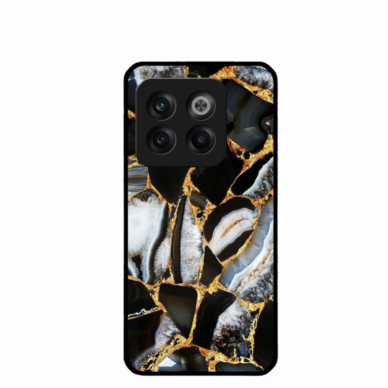 Black Gold Marble Glass Phone Case for Oneplus 10T 5G