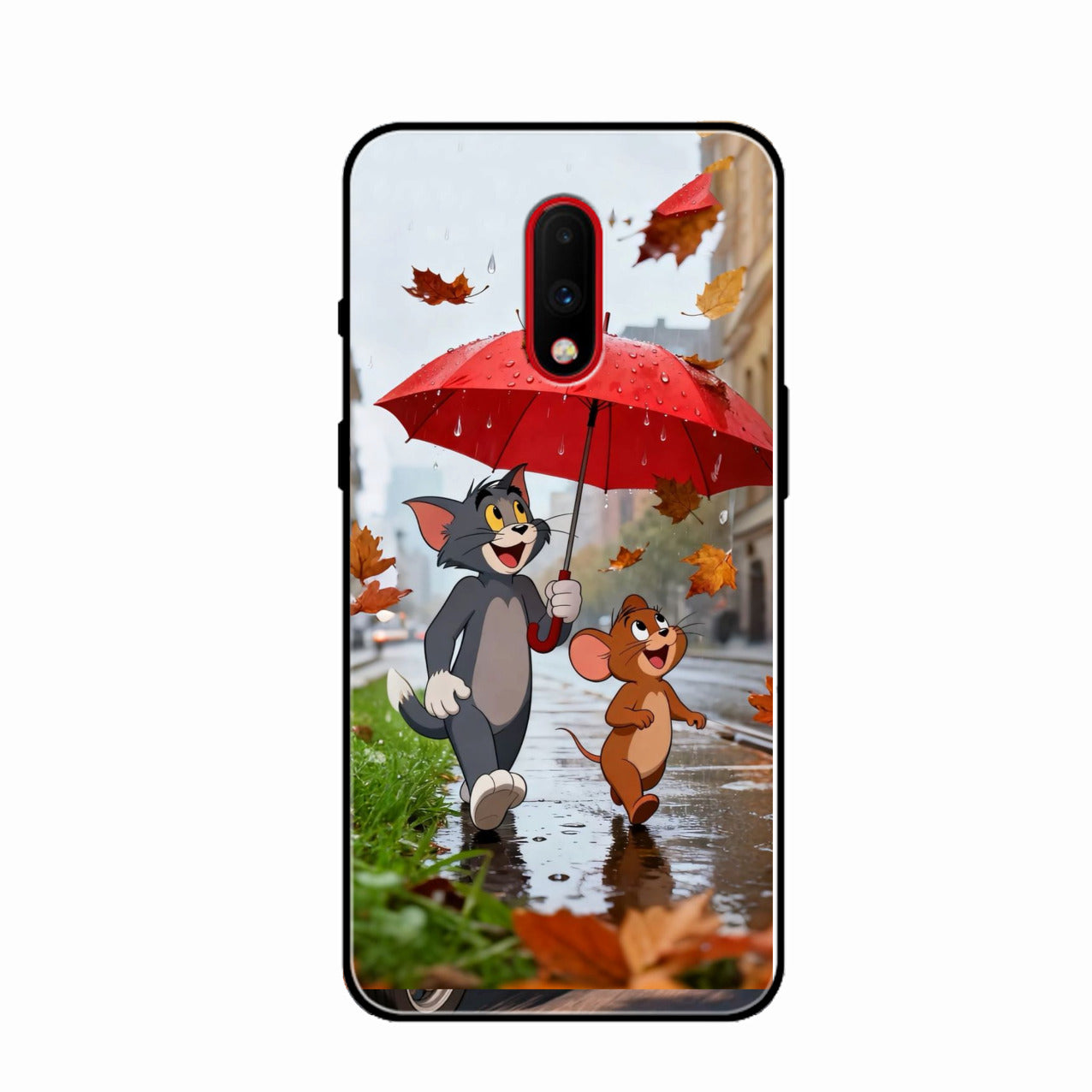 Rainy Day Cartoon Glass Phone Case for Oneplus 7