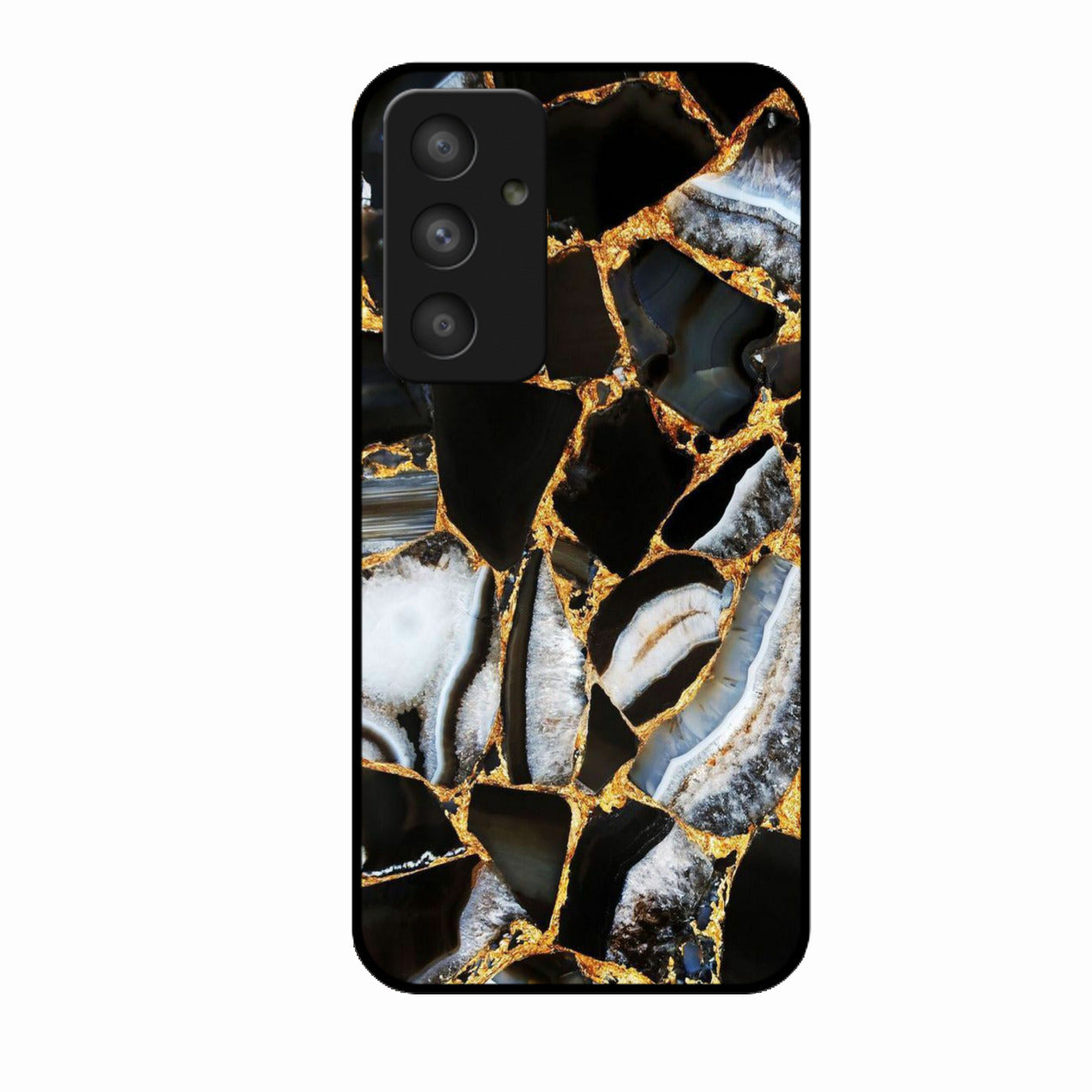 Black Gold Marble Glass Phone Case for Samsung Galaxy A55 5G