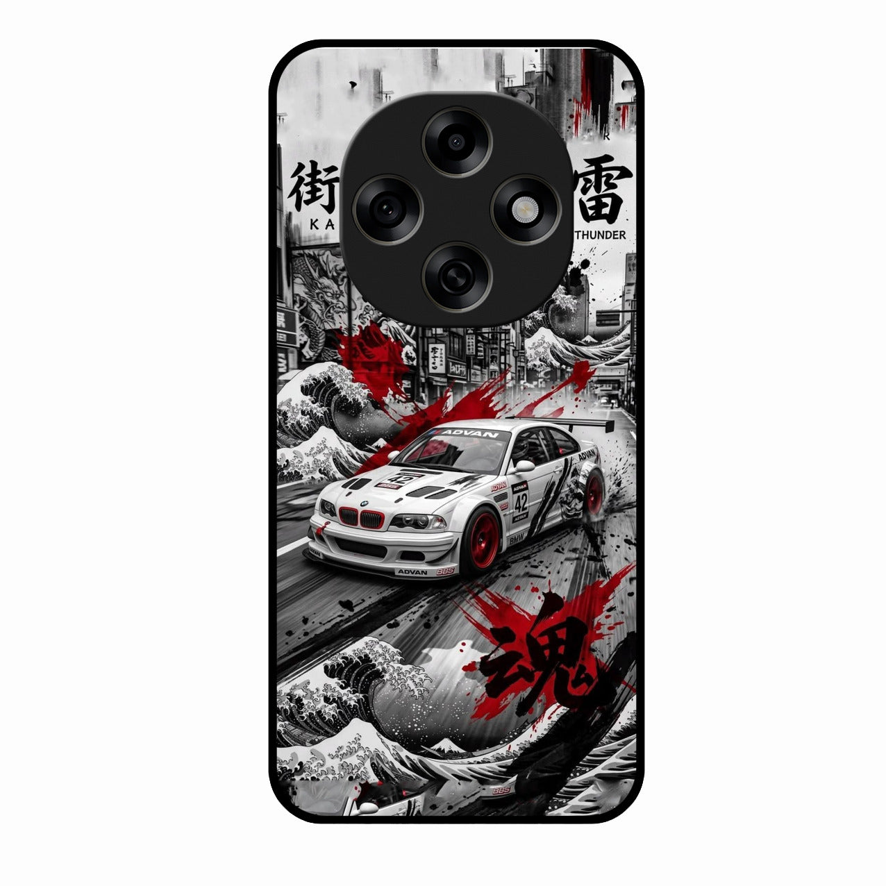 Japanese Wave Drift Racing Premium Glass Phone Case for Oppo F31 Pro 5G