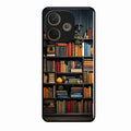 Colorful Bookshelf Art Glass Case Cover for Oppo A5 Pro 5G