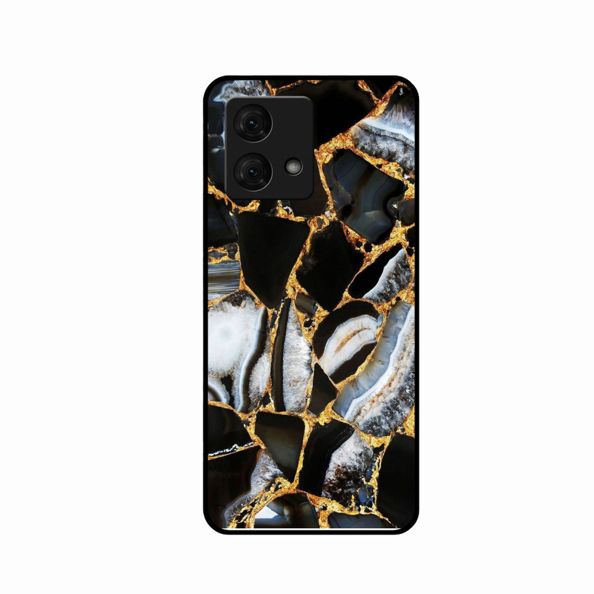 Black Gold Marble Glass Phone Case for Motorola G84 5G