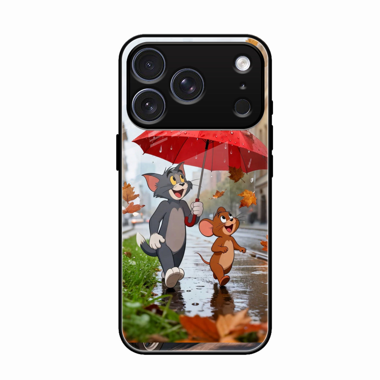 Rainy Day Cartoon Glass Phone Case for iPhone 17 Pro Max