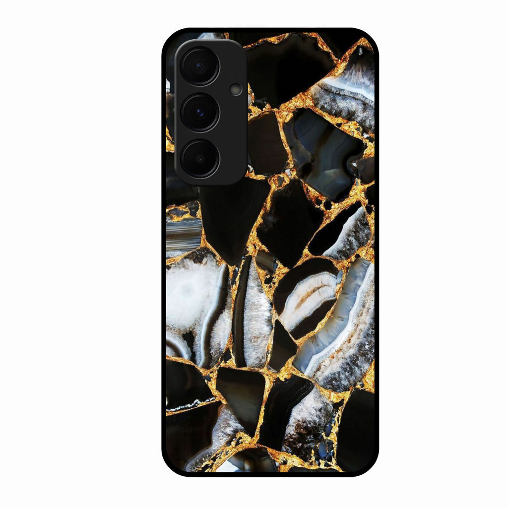 Black Gold Marble Glass Phone Case for Samsung Galaxy A35 5G