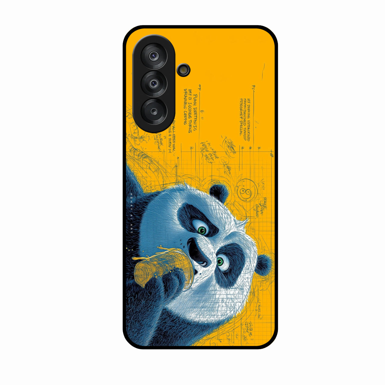 Cute Panda Sketch Premium Glass Phone Case for Samsung Galaxy A26 5G