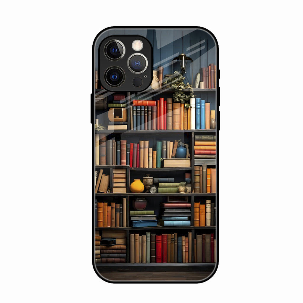Colorful Bookshelf Art Glass Case Cover for iPhone 16 Pro Max