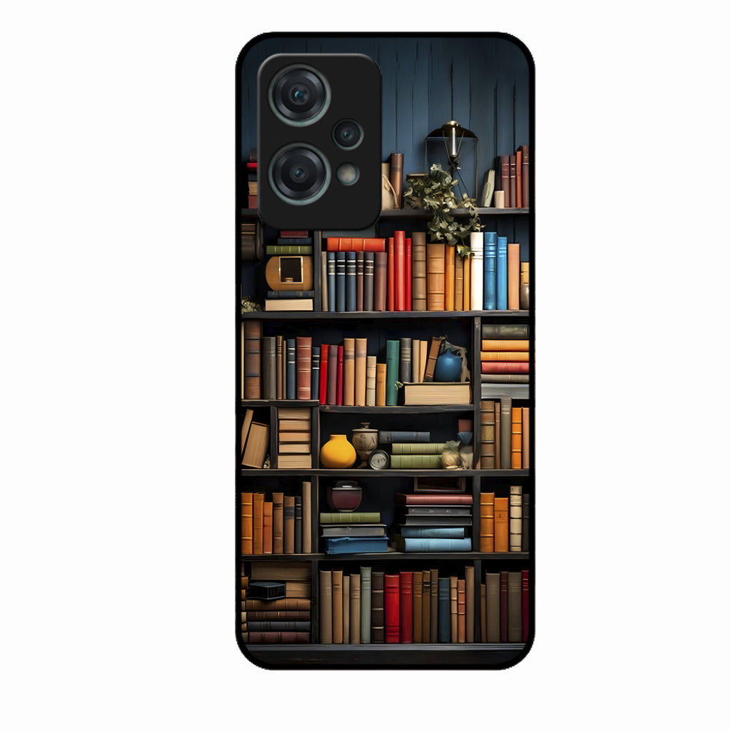 Colorful Bookshelf Art Glass Case Cover for Oneplus Nord Ce 2 Lite 5G