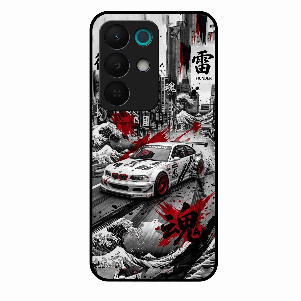 Japanese Wave Drift Racing Premium Glass Phone Case for Realme 15X 5G