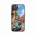 Cartoon Scooter Adventure Premium Glass Phone Case for iPhone 13 mini