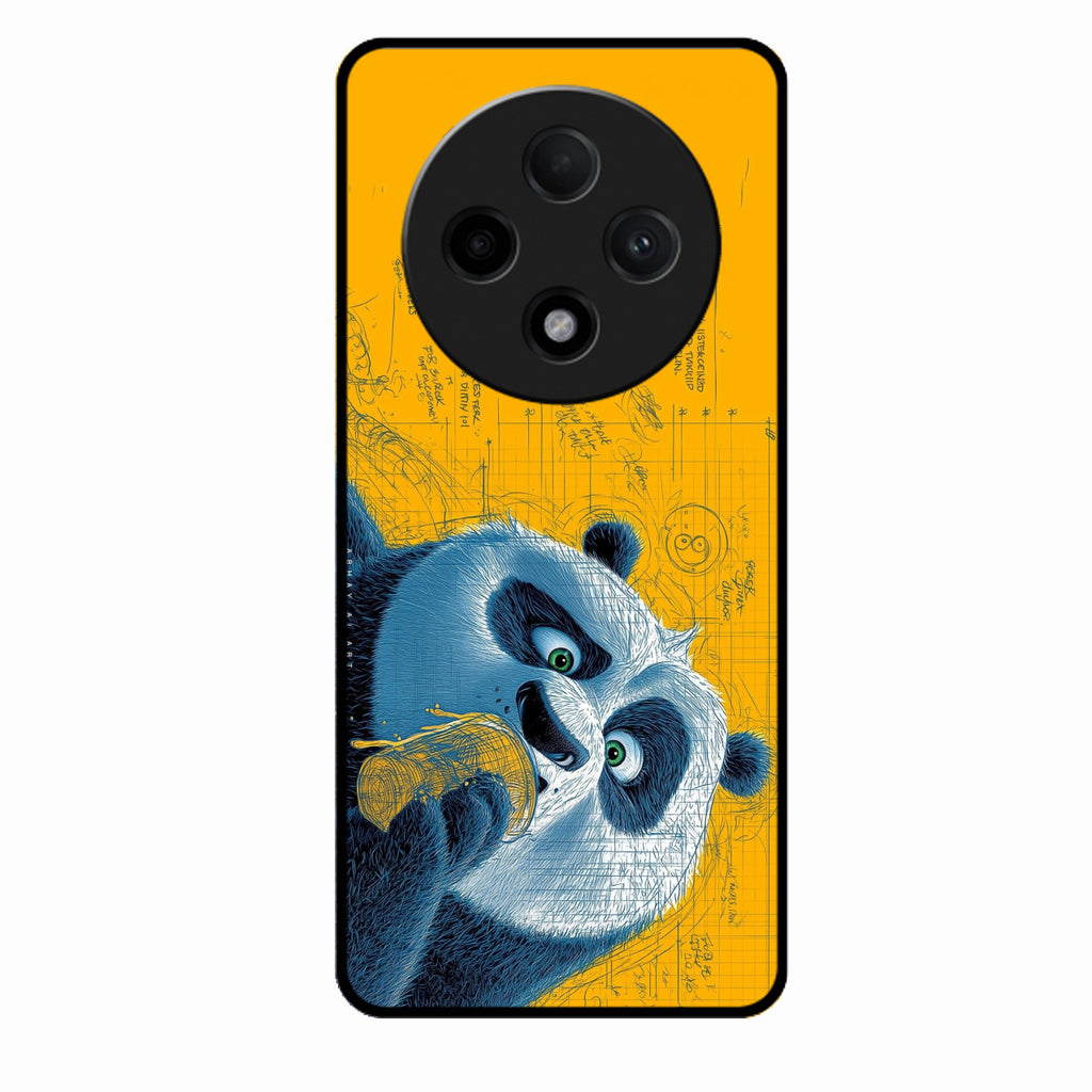 Cute Panda Sketch Premium Glass Phone Case for Oppo F27 Pro Plus 5G