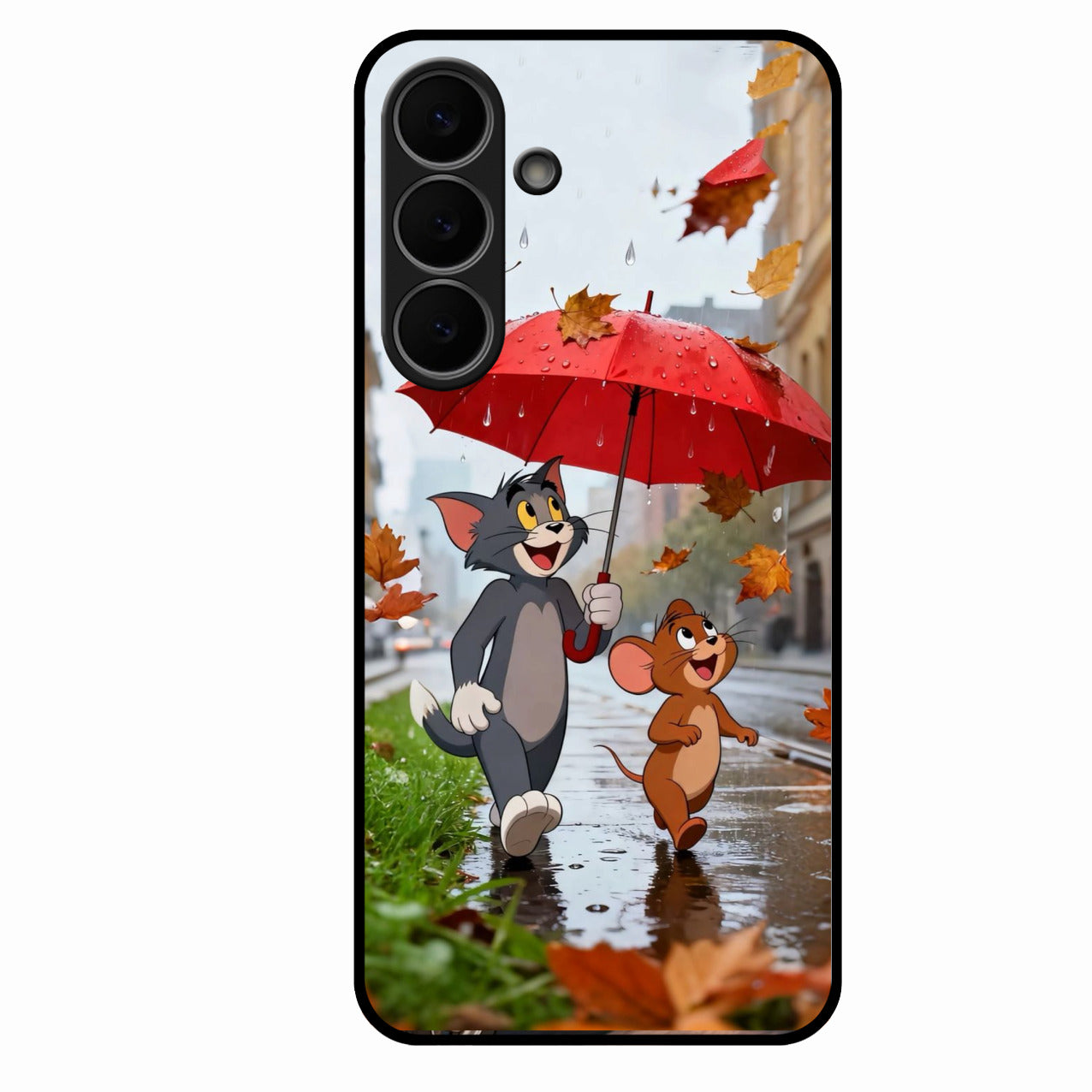 Rainy Day Cartoon Glass Phone Case for Samsung Galaxy S25 FE 5G