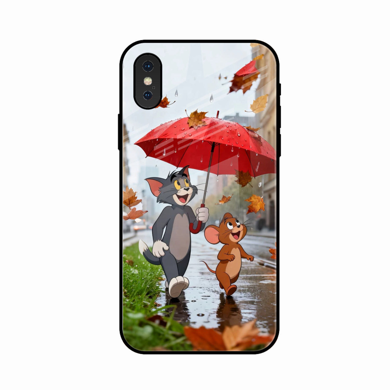 Rainy Day Cartoon Glass Phone Case for iPhone XS