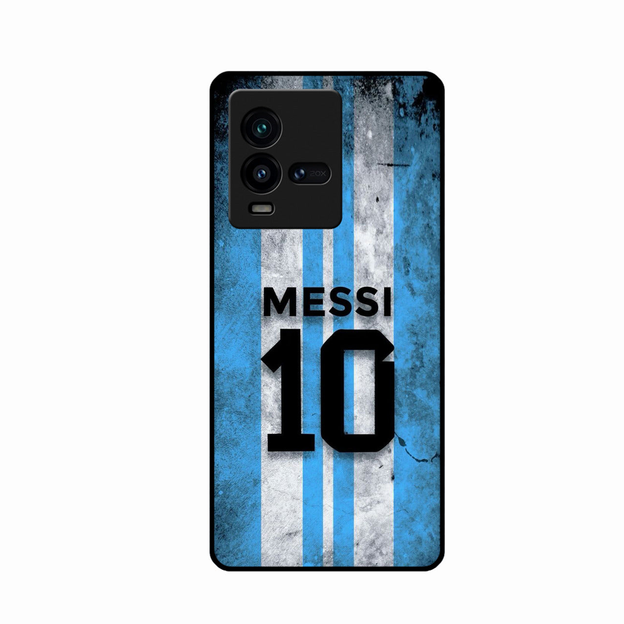 Blue Stripes Number 10 Football Glass Phone Case for iQOO 9T 5G