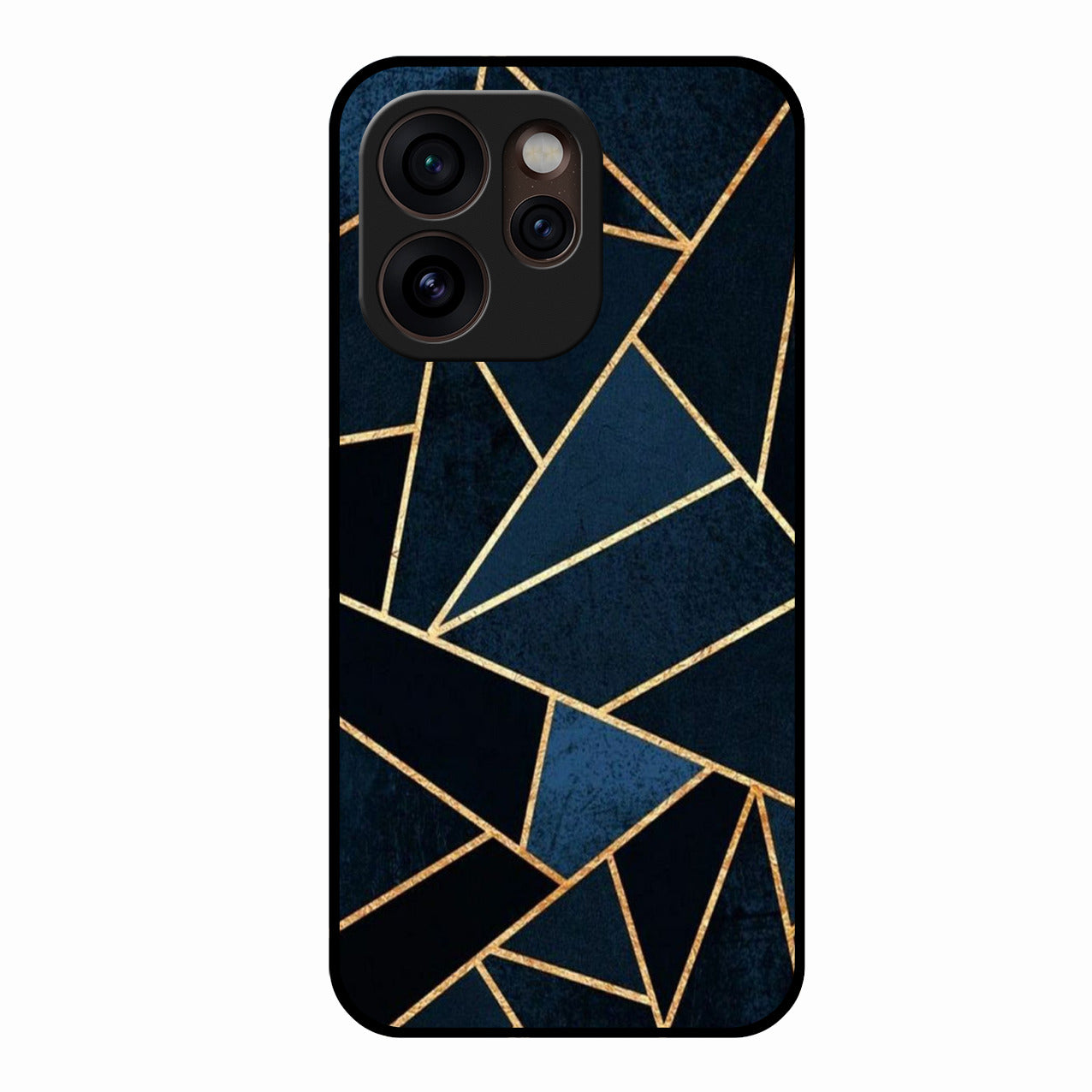 Midnight Gold Geometric Premium Glass Phone Case for Oppo Reno 15 Pro Mini 5G