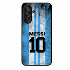 Blue Stripes Number 10 Football Glass Phone Case for Samsung Galaxy A17 5G