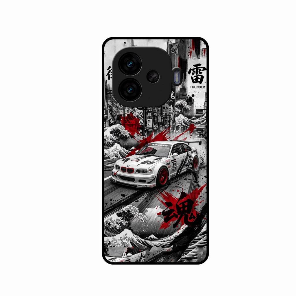 Japanese Wave Drift Racing Premium Glass Phone Case for iQOO Neo 10R 5G