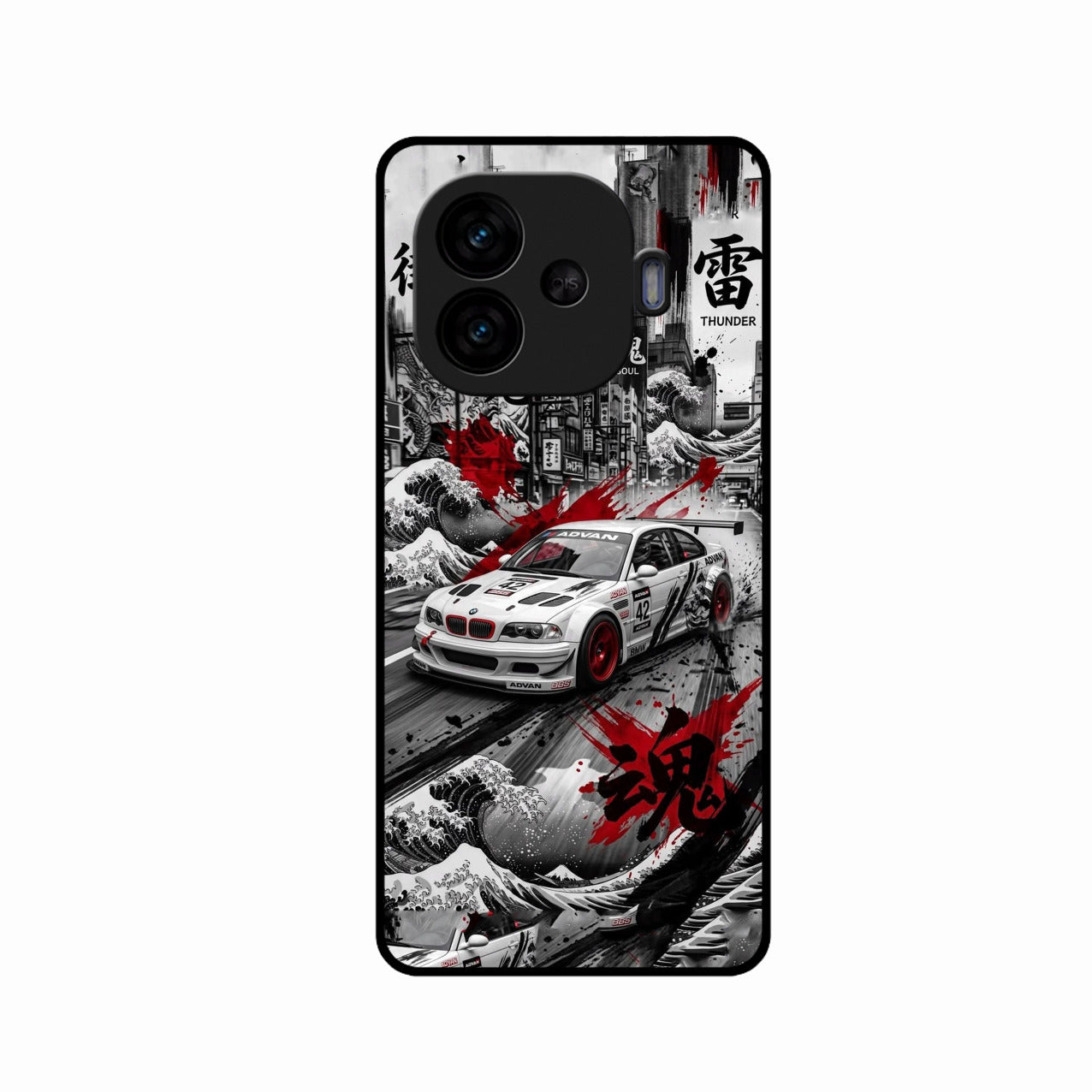 Japanese Wave Drift Racing Premium Glass Phone Case for iQOO Neo 10R 5G