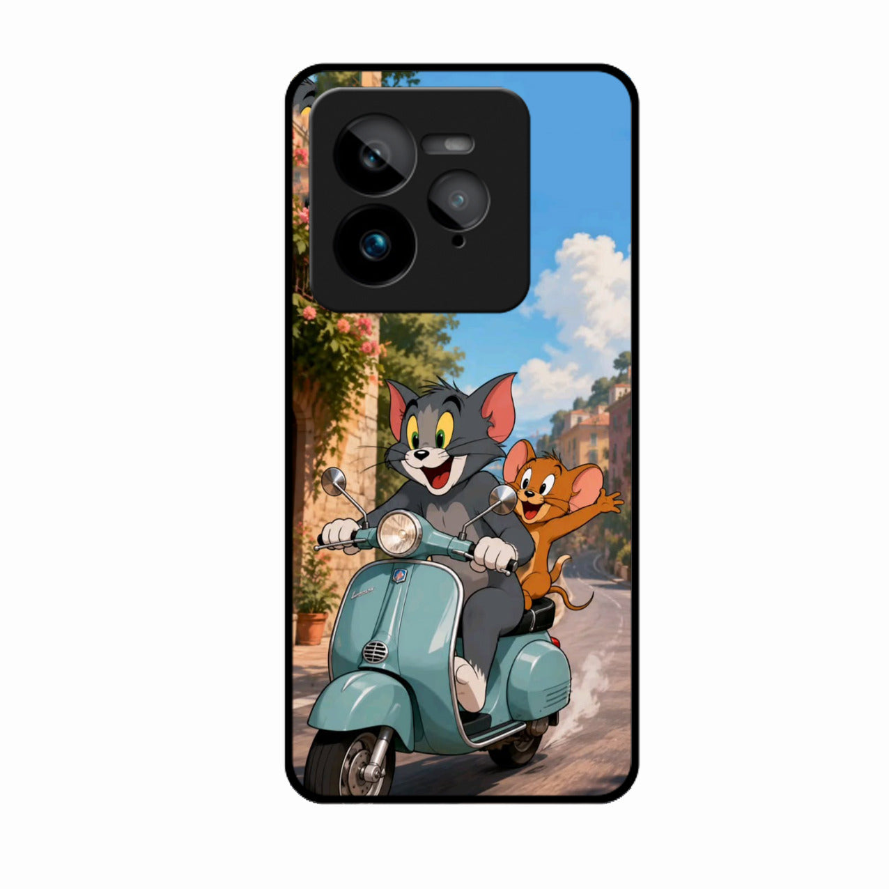 Cartoon Scooter Adventure Premium Glass Phone Case for Realme Gt 7 Pro