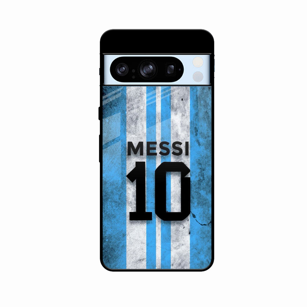 Blue Stripes Number 10 Football Glass Phone Case for Google Pixel 8 Pro 5G
