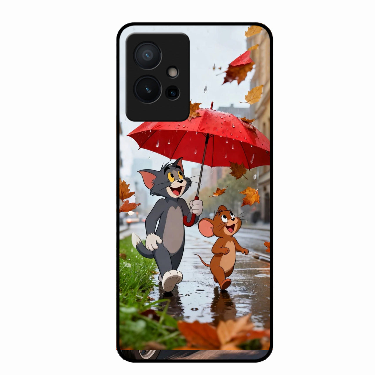 Rainy Day Cartoon Glass Phone Case for Vivo Y75 5G