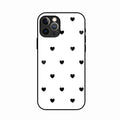 Heart Pattern White Glass Case Cover for iPhone 16 Pro