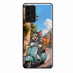 Cartoon Scooter Adventure Premium Glass Phone Case for Oppo A55