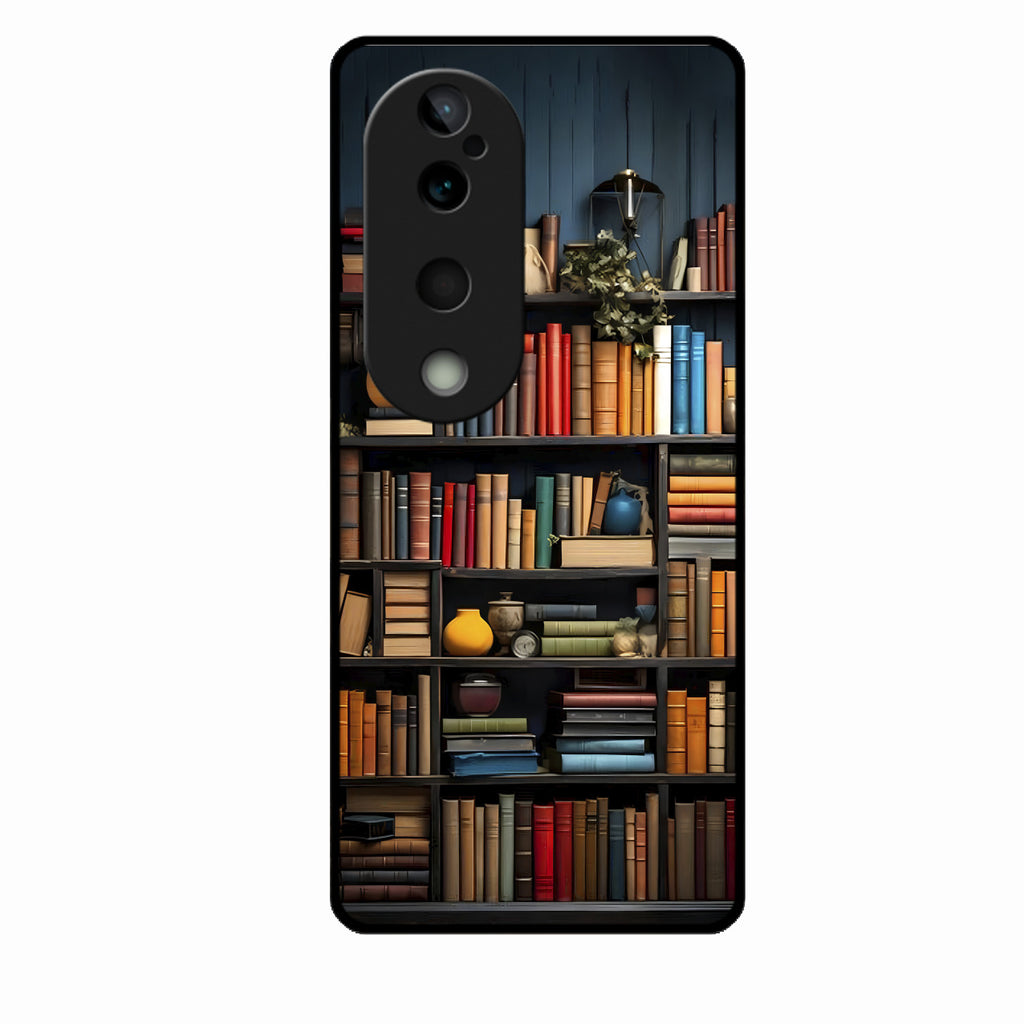 Colorful Bookshelf Art Glass Case Cover for Vivo T3 Ultra