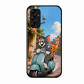 Cartoon Scooter Adventure Premium Glass Phone Case for Samsung Galaxy A14 5G