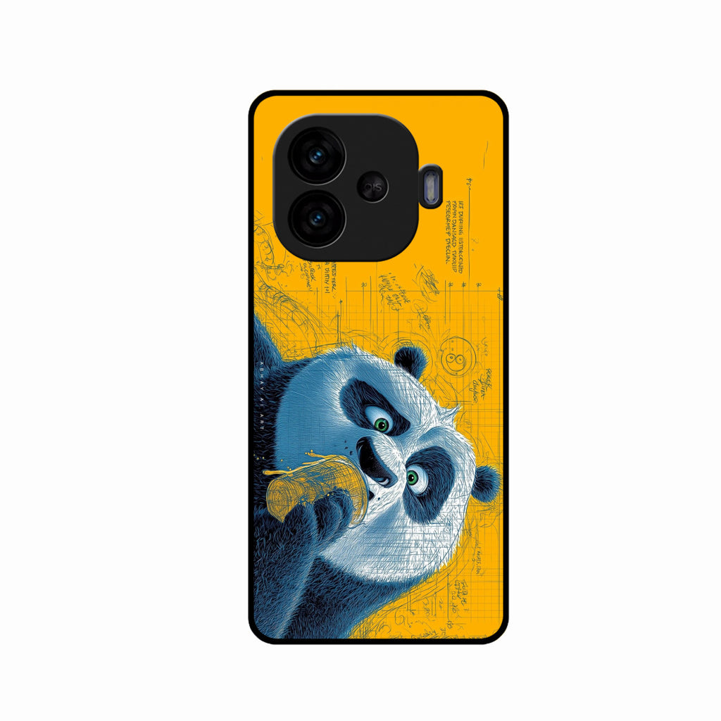 Cute Panda Sketch Premium Glass Phone Case for iQOO Neo 10R 5G