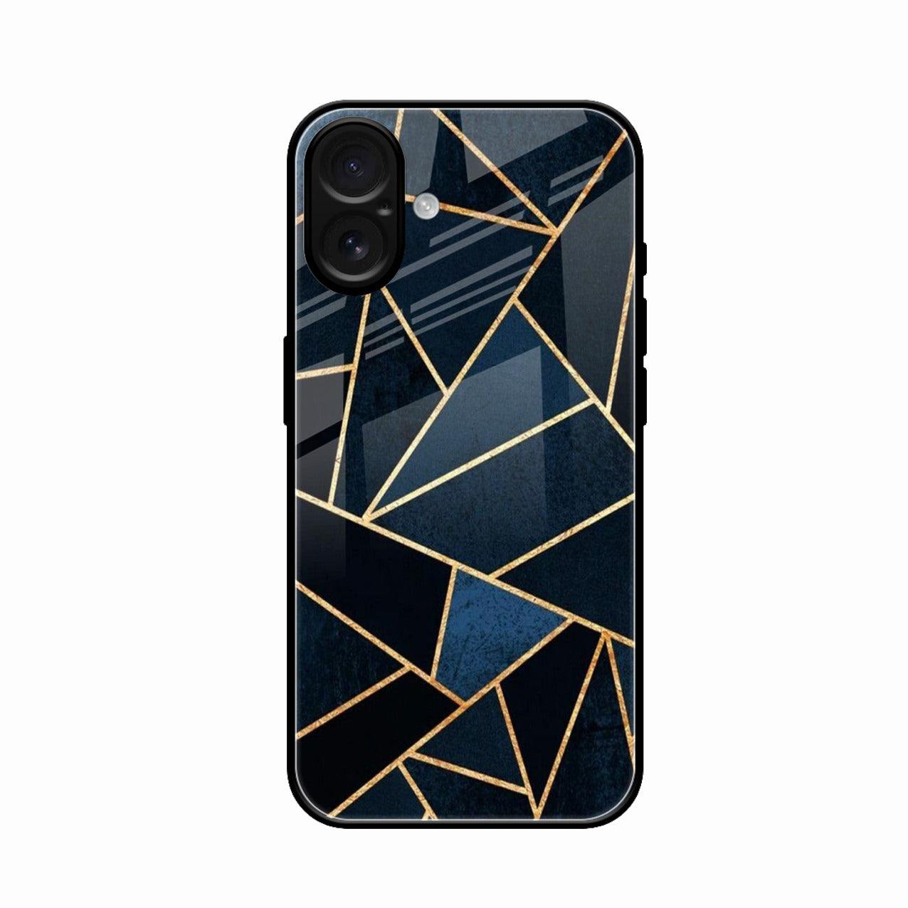 Midnight Gold Geometric Premium Glass Phone Case for iPhone 17
