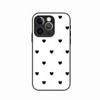 Heart Pattern White Glass Case Cover for iPhone 14 Pro