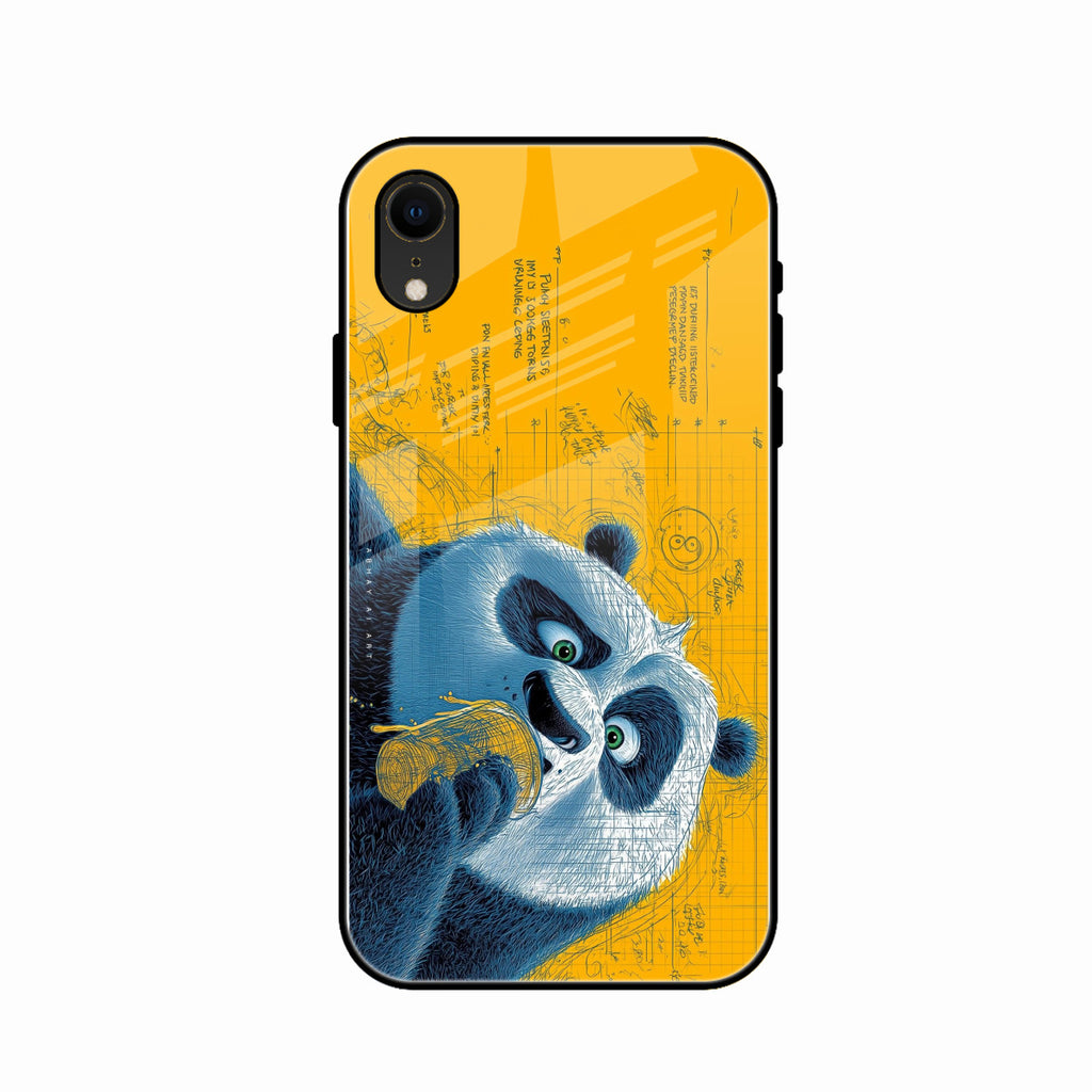Cute Panda Sketch Premium Glass Phone Case for iPhone XR