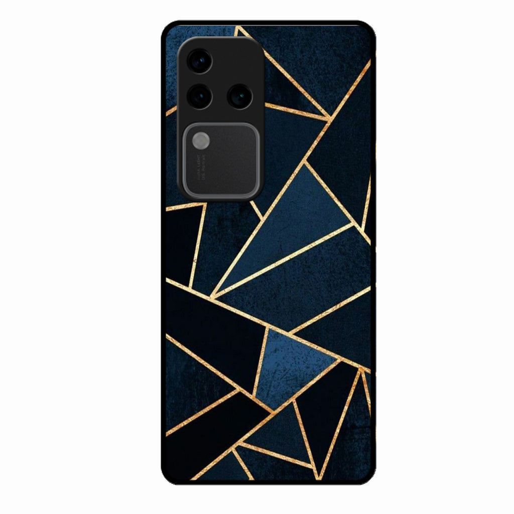 Midnight Gold Geometric Premium Glass Phone Case for Vivo V30 Pro 5G