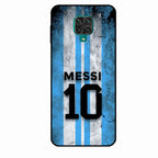 Blue Stripes Number 10 Football Glass Phone Case for Redmi Note 9 Pro Max