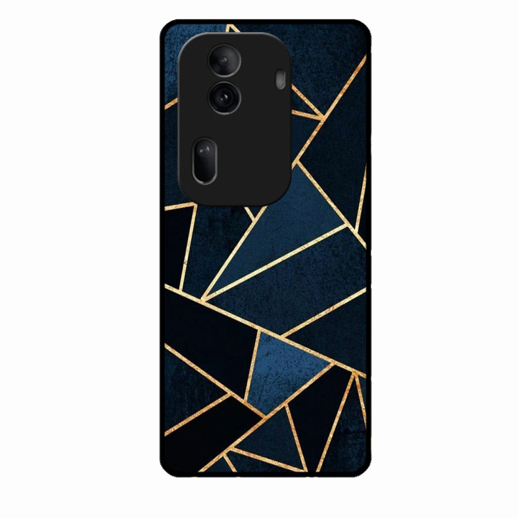 Midnight Gold Geometric Premium Glass Phone Case for Oppo Reno 11 Pro 5G