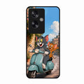 Cartoon Scooter Adventure Premium Glass Phone Case for Oppo A79 5G