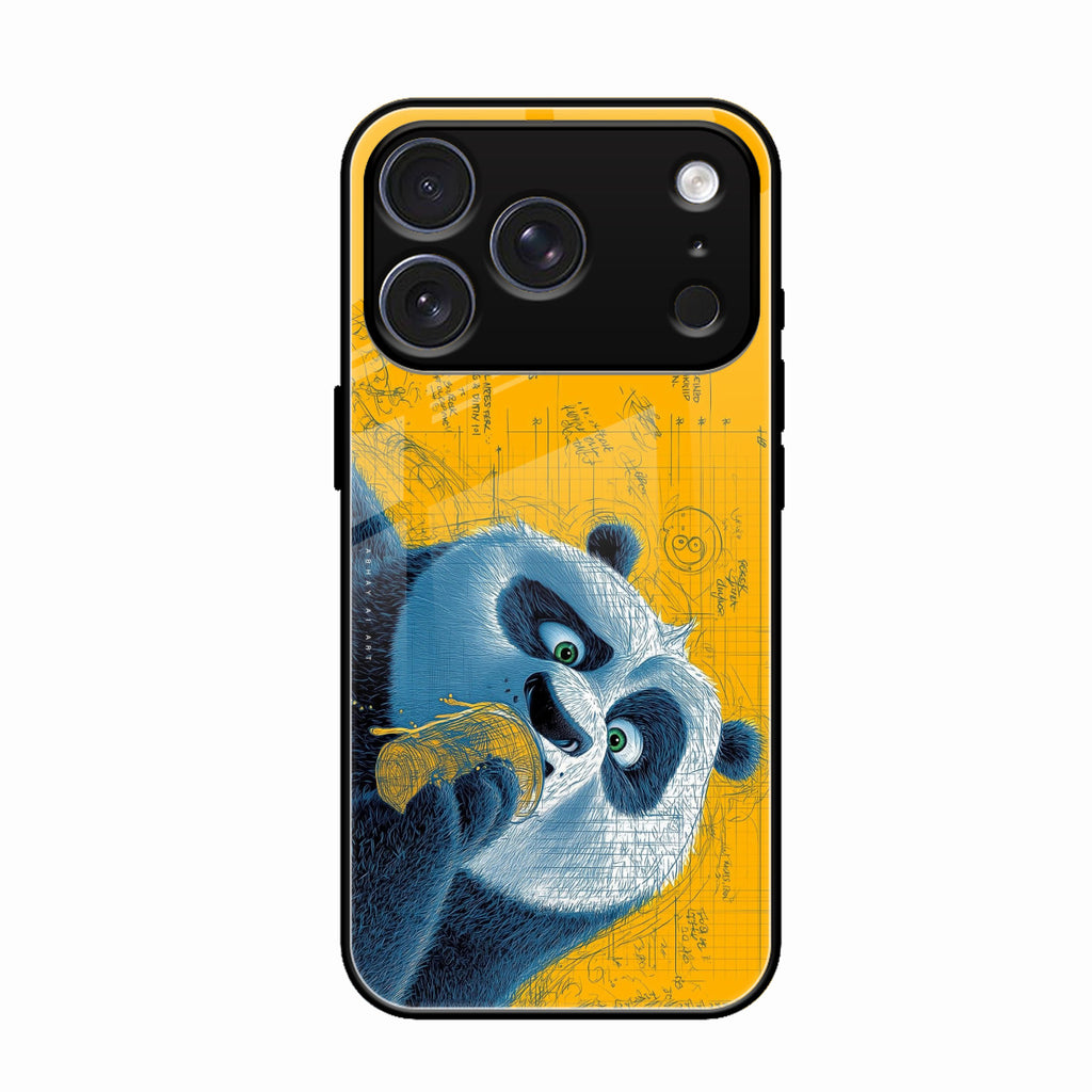 Cute Panda Sketch Premium Glass Phone Case for iPhone 17 Pro Max