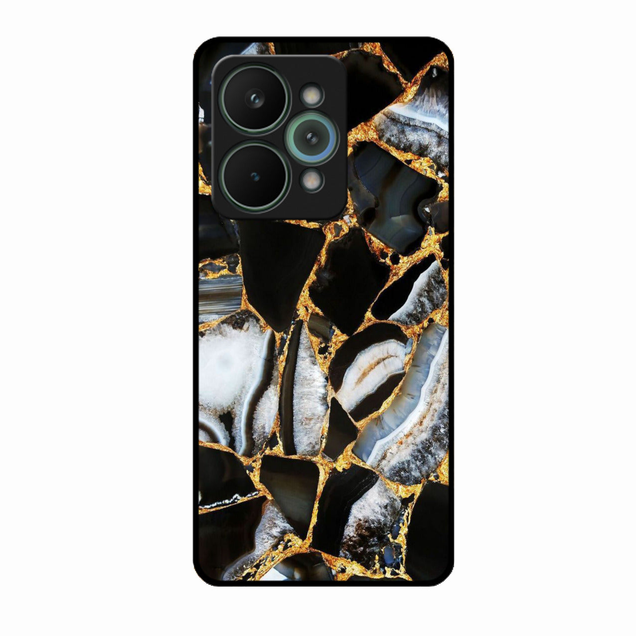 Black Gold Marble Glass Phone Case for Realme 15 Pro 5G