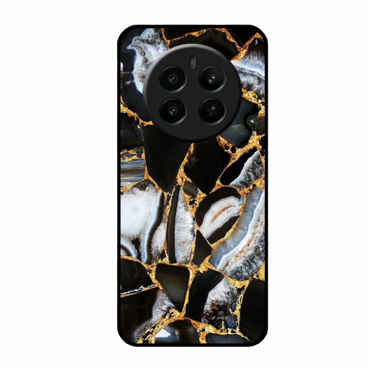 Black Gold Marble Glass Phone Case for Realme Narzo 70 Pro 5G