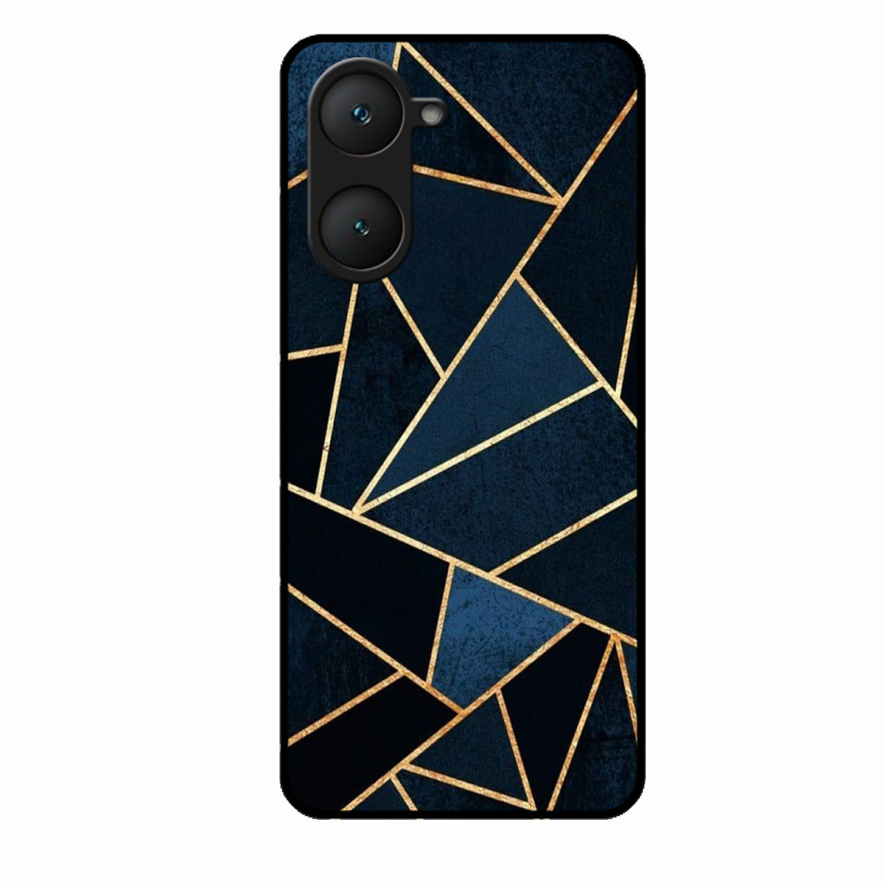 Midnight Gold Geometric Premium Glass Phone Case for Vivo T3 Lite 5G